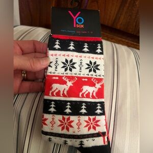 Yo Sox Men’s Size 7-12 Christmas/Winter Crew Socks, cotton/polyester, new